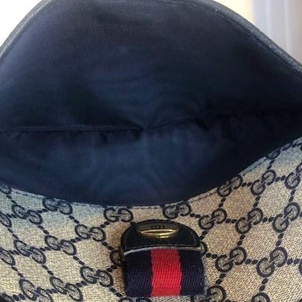 GUCCI GG Navy Sherry Line Leather and Coated Canvas Crossbody Shoulder Bag - Picture 13 of 17